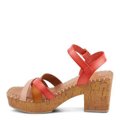PATRIZIA Women's SANDRINE Quarter Strap Cork Platform Sandals Red Multi EU 38 / US 7.5-8