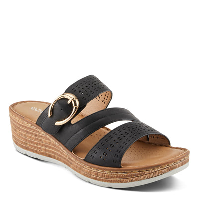 PATRIZIA Women's SHARONDA Asymmetrical Slide Wedge Sandals Black EU 41 / US 9.5-10