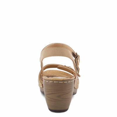 PATRIZIA Spring Step Shantay Wedge Sandals for Women - Ladies Sandals with Ankle Strap Buckle Closures - Womens Casuals Sandals for Outdoor - Tan EU 37 / US 6.5-7