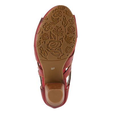 Spring Step L'Artiste Icon Sandals for Women - Ladies Casual Flats Platform Sandal - Hand Painting Summer Shoes for Womens - Red EU 36 / US 5.5-6