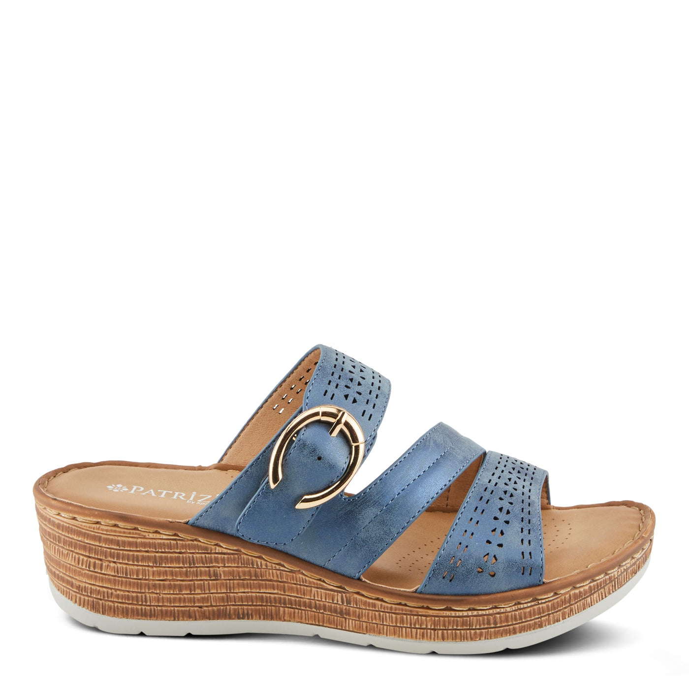 PATRIZIA Women's SHARONDA Asymmetrical Slide Wedge Sandals Navy Metallic EU 38 / US 7.5-8