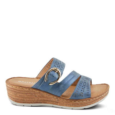 PATRIZIA Women's SHARONDA Asymmetrical Slide Wedge Sandals Navy Metallic EU 38 / US 7.5-8