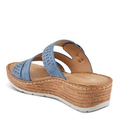 PATRIZIA Women's SHARONDA Asymmetrical Slide Wedge Sandals Navy Metallic EU 37 / US 6.5-7