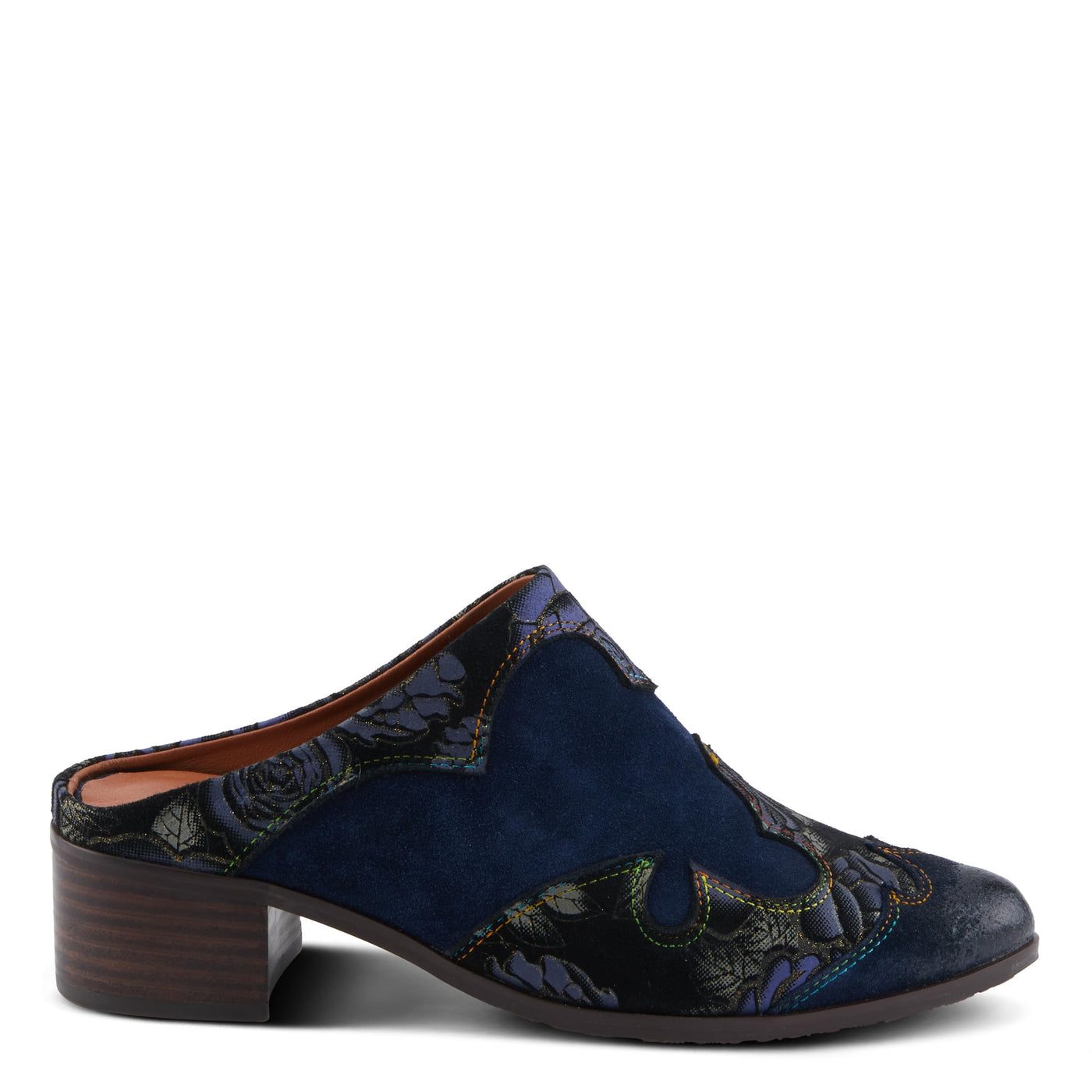 Spring Step L'Artiste Ladyslide-Shine Women's Floral Glitter Slide - Bold Western-Glam Style, Comfortable Statement Shoes Navy Multi EU 40 / US 9