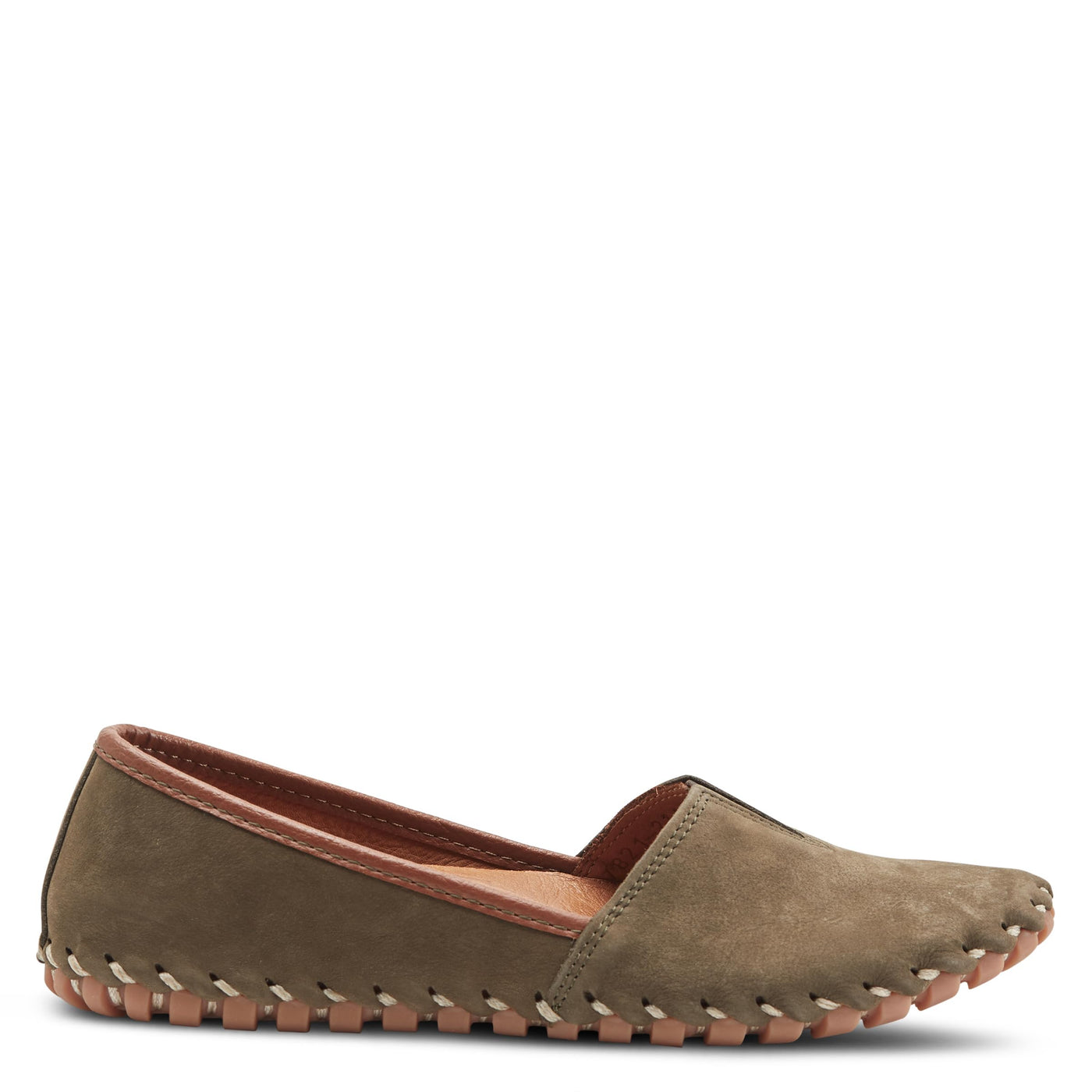 Spring Step Kathaleta Shoes for Women - Ladies Slip-On Shoes with Rubber Outsole - Comfortable Leather Shoes for Womens - Dark Olive EU 37 / US 6.5-7