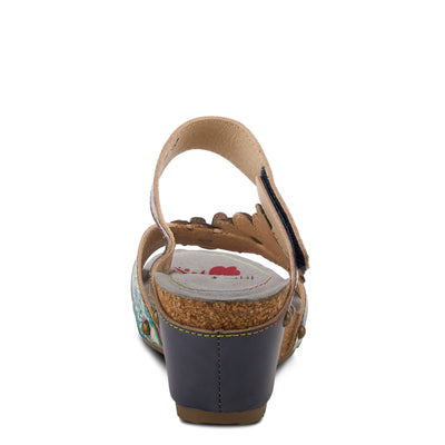 Spring Step L'Artiste Women's Delight Slide Sandals | Adjustable Hook & Loop Straps, Lightweight Designer Sandals for Women Navy Multi EU 41 / US 9.5-10
