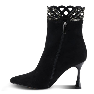Azura Women's ROYALREIGN Elegant Suede Booties with Royal Embellishments, Comfortable Heel, and Zipper Closure Black EU 39 / US 8.5