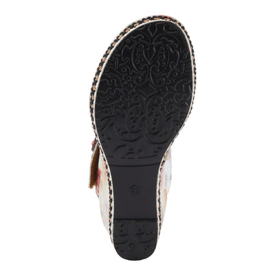 L'Artiste Women's BLISSFUL Hook and Loop Sandals - Floral Embossed Leather, Decorative Flower Accents, Adjustable Fit ICE MULTI EU 42 / US 10.5-11