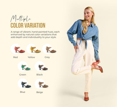 Spring Step L'Artiste Visionary Pump Shoes for Women | French Inspired Hand Painted Leather D'Orsay High Heels for Women with Ankle Strap Yellow EU 37 / US 6.5-7