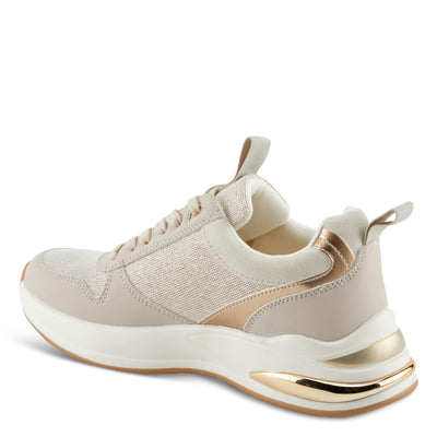 PATRIZIA Women's URSA Platform Sneakers with Sparkling Upper, Gold Metallic Accents, and Comfortable Fit Beige EU 38/ US 7.5-8