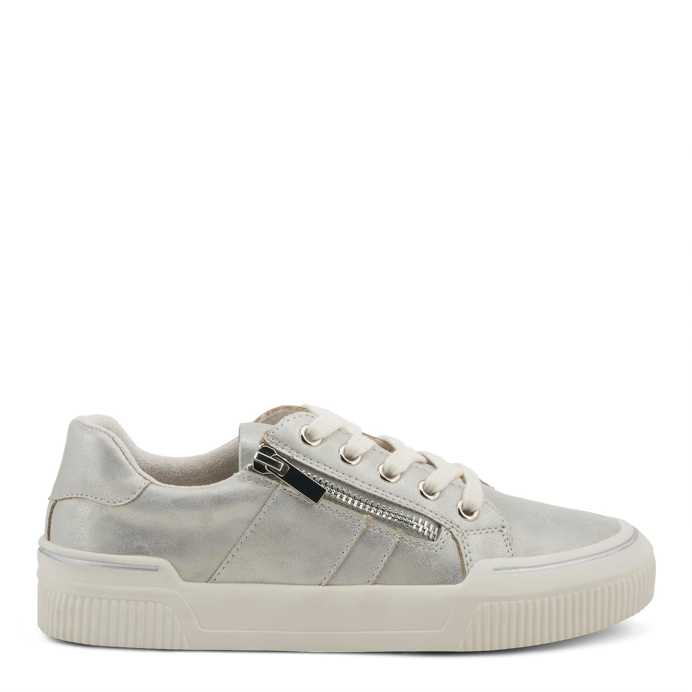 PATRIZIA Women's DARAH Fashion Sneakers with Functional Zipper, Lace Keeper, and Comfortable Fit Silver EU 37 / US 6.5-7
