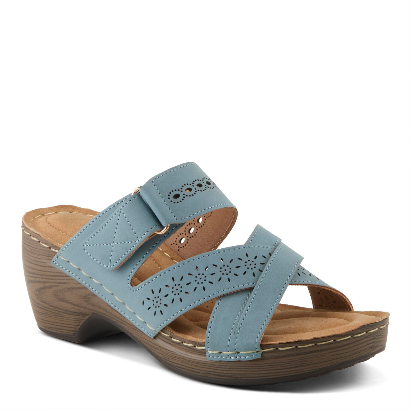 PATRIZIA Women's AURATAY Hook and Loop Demi Wedge Sandals - Cushioned Footbed, Adjustable Fit, Faux Leather Design