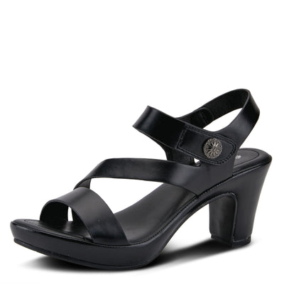 PATRIZIA Spring Step Asymadade Sandals for Women - Low Heel Slip-On Summer Sandals - Ladies Casual Platform Sandal with Hook and Loop - Black EU 38 / US 7.5-8