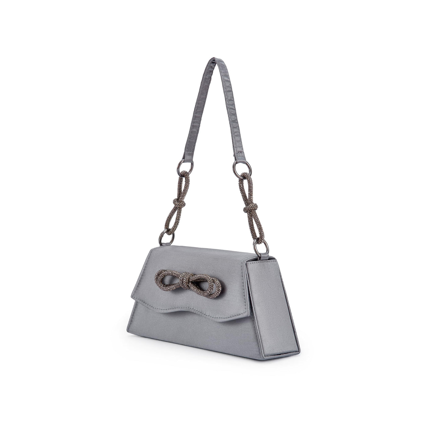 Lady Couture AMY Rhinestone Bow Handbag, Pewter