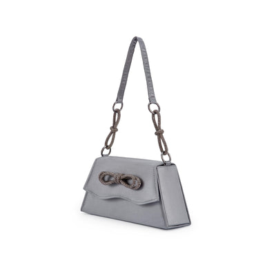 Lady Couture AMY Rhinestone Bow Handbag, Pewter