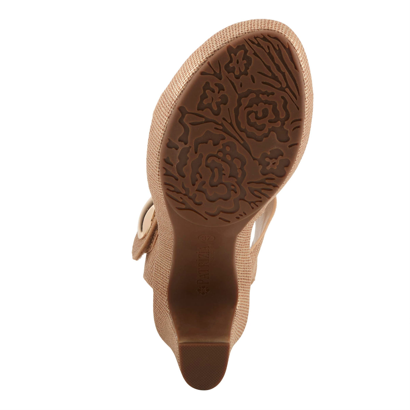 PATRIZIA Women's DADE-WOVEN Hook and Loop Sandals - Textured Faux Leather with Gold Button Accents, Adjustable Fit LIGHT TAN EU 38 / US 7.5-8