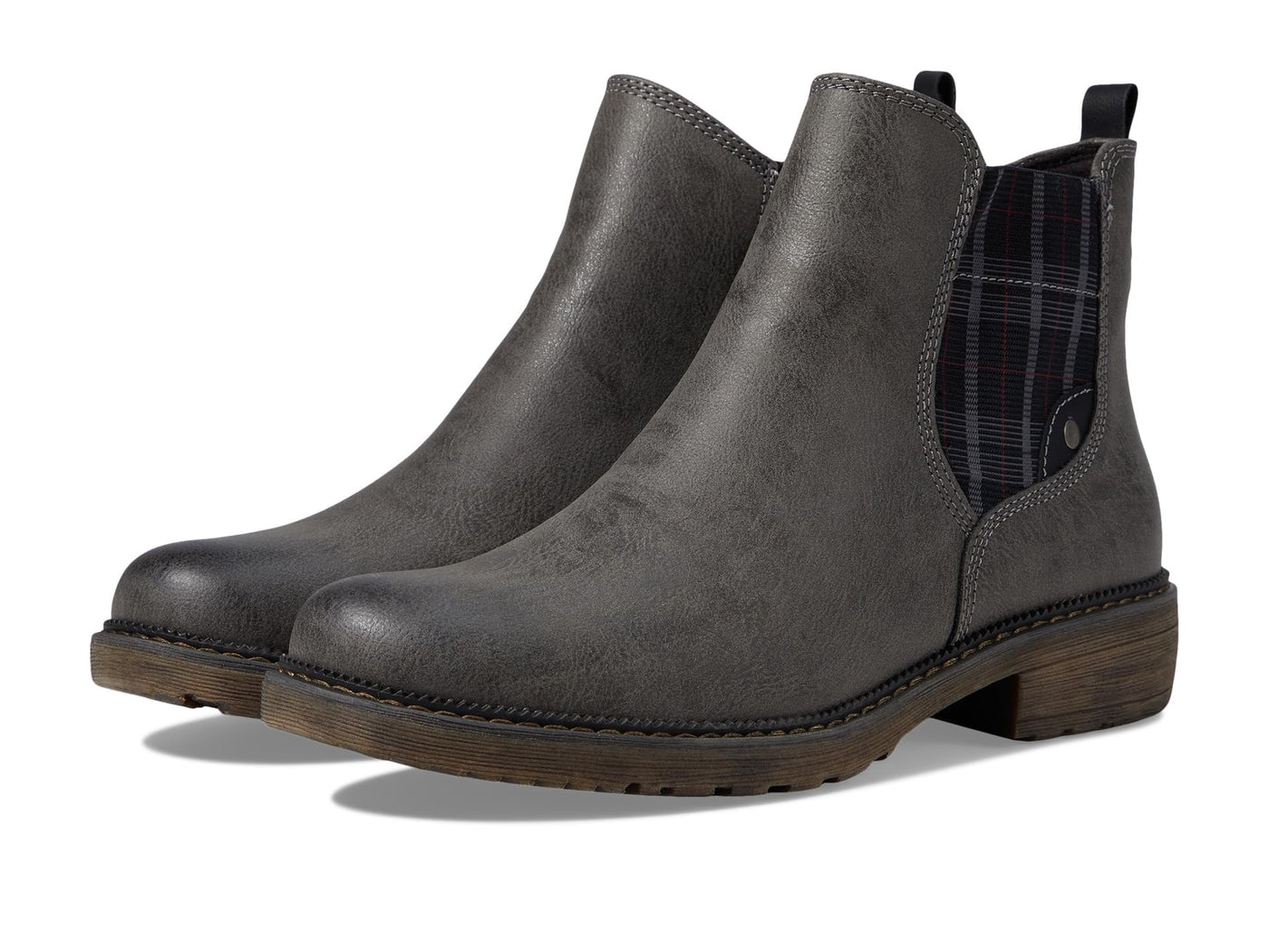 Spring Step Women's Nonia Chelsea-Bootie with Plaid Elastic Stretch - Shock-Absorbing Grey EU 36/5.5-6