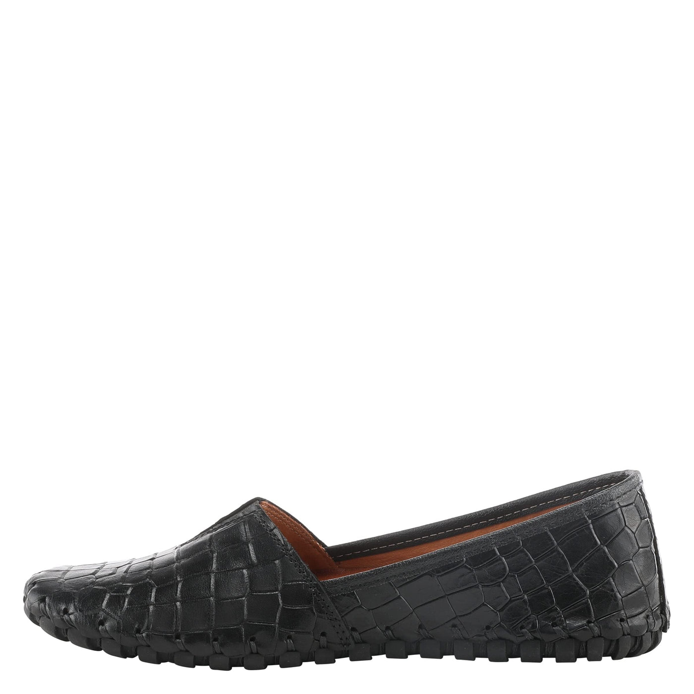 Spring Step Kathaleta-Croco Shoes for Women - Ladies Leather Booties with Rubber Outsole - Comfortable Slip-On Flat Shoes for Womens - Black EU 41 / US 9.5-10
