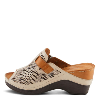 Spring Step MOMELLE Women's Perforated Leather Wedge Slide Sandals - Chic Style, Comfortable Elegance Beige Multi EU 38 / US 7.5-8