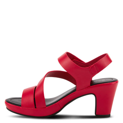 PATRIZIA Spring Step Asymadade Sandals for Women - Low Heel Slip-On Summer Sandals - Ladies Casual Platform Sandal with Hook and Loop - Red EU 36 / US 5.5-6