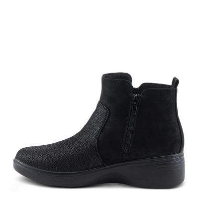 Flexus Women's YANCEY Wedge Booties with Embossed Pattern, Dual Zippers, and Comfortable Fit Black EU 37 / US 6.5-7