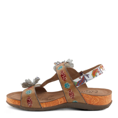 Spring Step L'Artiste Women's ERICA-SPRING Leather Slide Sandals with Decorative Floral Accents