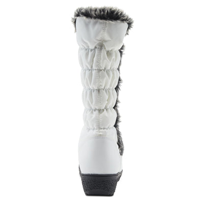 Flexus Spring Step Citywalk Tall Waterproof Winter Boots for Women - Ladies Snow Boots with Cozy Nylon & Faux Fur Lining - Women's Mid-Calf Boots with Zipper Closure - White US 9