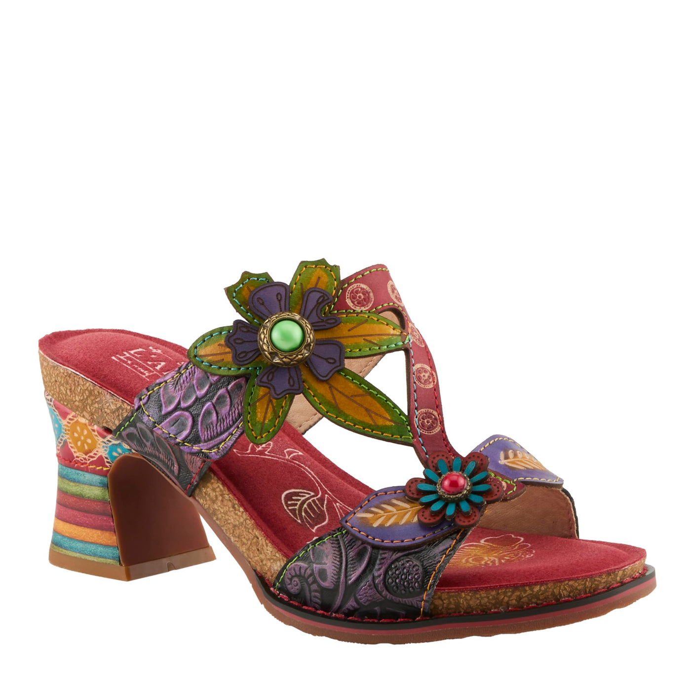 Spring Step L'Artiste Women's Rossie Slide High Heel SandalRed Multi EU 36 / US 5.5-6