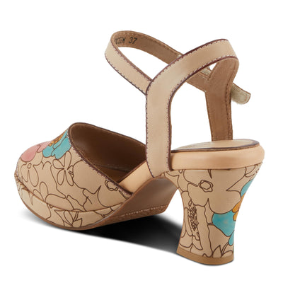 Spring Step L'Artiste Women's CAMRYN Hand-Painted Floral Peep Toe Sandals - Ankle Strap, Stylish Outsole
