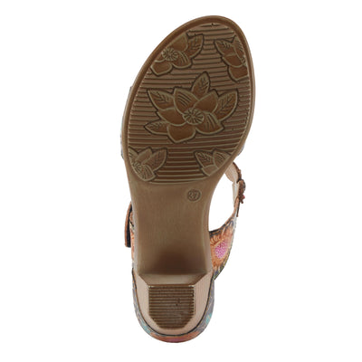Spring Step L'Artiste Women's SUMMERFUN Hand-Painted Sandals - Leather Wrapped Heel, Asymmetrical Flower Design Navy Multi EU 42 / US 10.5-11