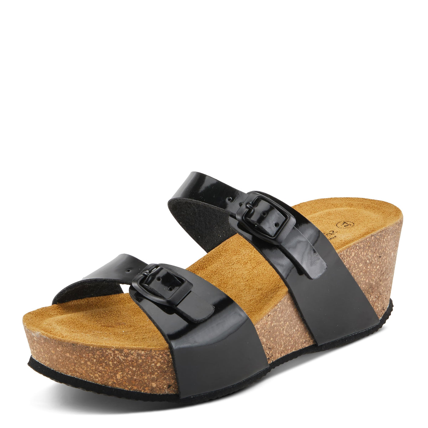 Spring Step BYNUM Women's Double Buckle Slip-On Wedge Sandals - Unique Buckle Strap Detailing, Moldable Footbed for All-Day Support