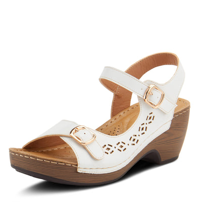 PATRIZIA Spring Step Shantay Wedge Sandals for Women - Ladies Sandals with Ankle Strap Buckle Closures - Womens Casuals Sandals for Outdoor - White EU 41 / US 9.5-10