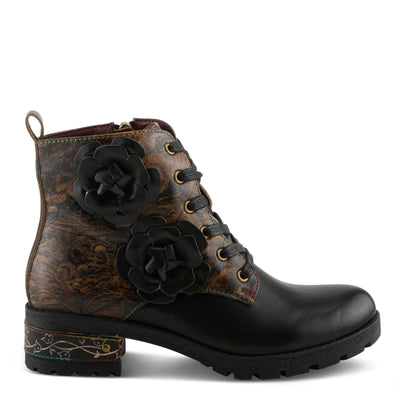 Spring Step L'Artiste Martinela Heeled Booties | Floral Appliqué Leather Ankle Boots with Artistic Touch