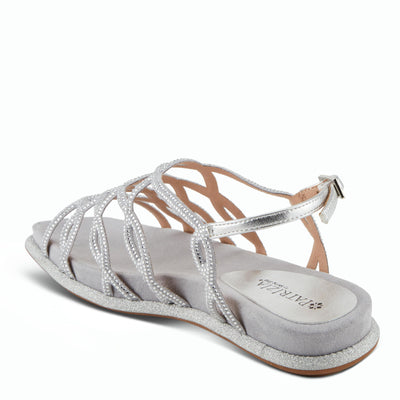 PATRIZIA Women's GLAMGLOSS Flat Sandals Silver EU 38 / US 7.5-8