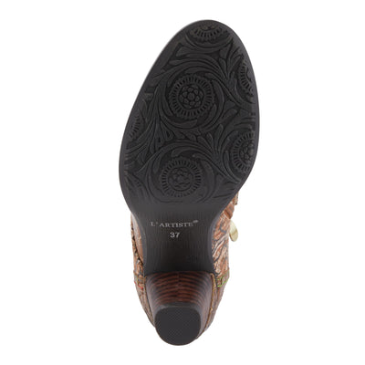 Spring Step L'Artiste Avyanna Women's Floral Velvet Bootie - Romantic Vibe, Glamorous Ankle Boots for Date Nights Medium Brown Multi EU 37 / US 6.5-7