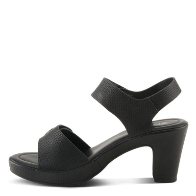 PATRIZIA Women's DADE-WOVEN Hook and Loop Sandals - Textured Faux Leather with Gold Button Accents, Adjustable Fit BLACK EU 38 / US 7.5-8