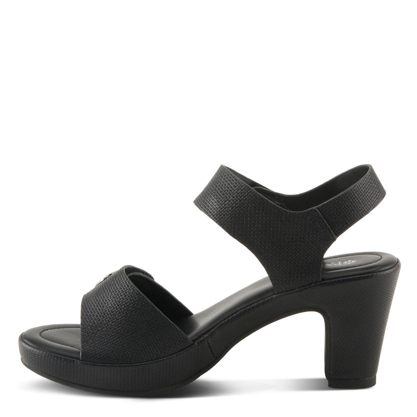 PATRIZIA Women's DADE-WOVEN Hook and Loop Sandals - Textured Faux Leather with Gold Button Accents, Adjustable Fit BLACK EU 38 / US 7.5-8