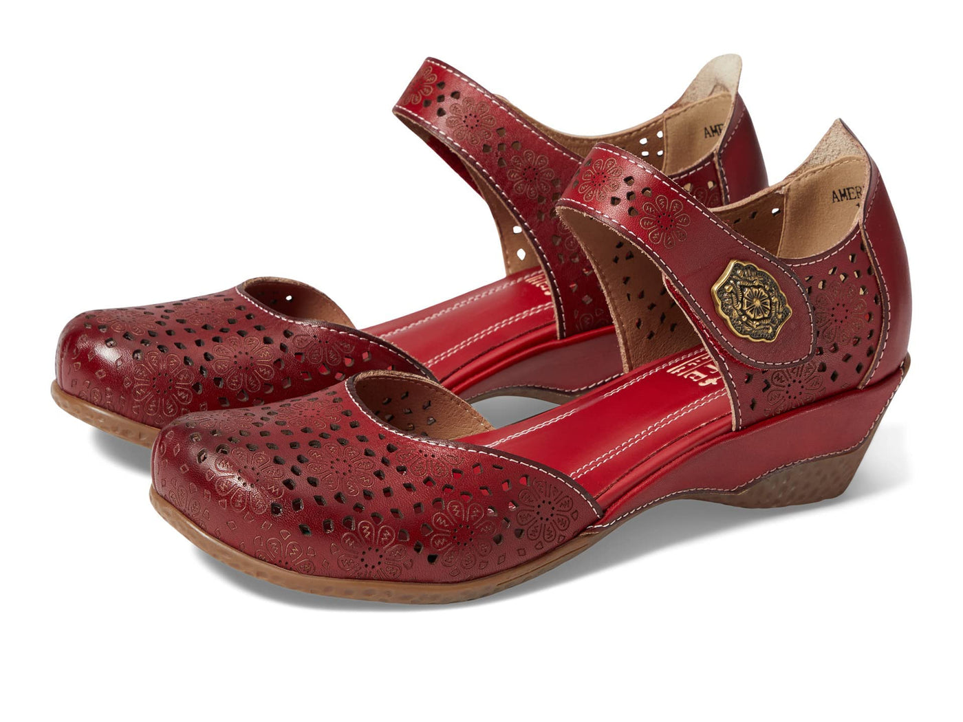 Spring Step L'Artiste Women's Americana Wedge Mary Jane Shoe Red EU 36 / US 5.5-6