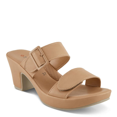 PATRIZIA Women's SANCIA Two Strap Slide Heeled Sandals Beige EU 37 / US 6.5-7