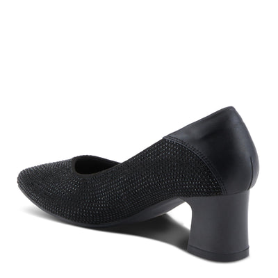 PATRIZIA Women's Senna Block Heel Pumps with Pointy-Toe Silhouette, Shimmering Crystals, and Comfortable Fit Black EU 40 / US 9
