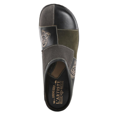 Spring Step L'Artiste Women's Woodside Leather Open Back Clog Black Multi EU 37 / US 6.5-7