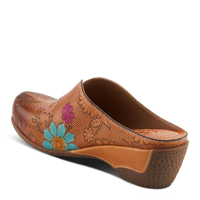 Spring Step L'Artiste Women's CHIENTI Hand-Painted Floral Open Back Sandals Camel Multi EU 40 / US 9