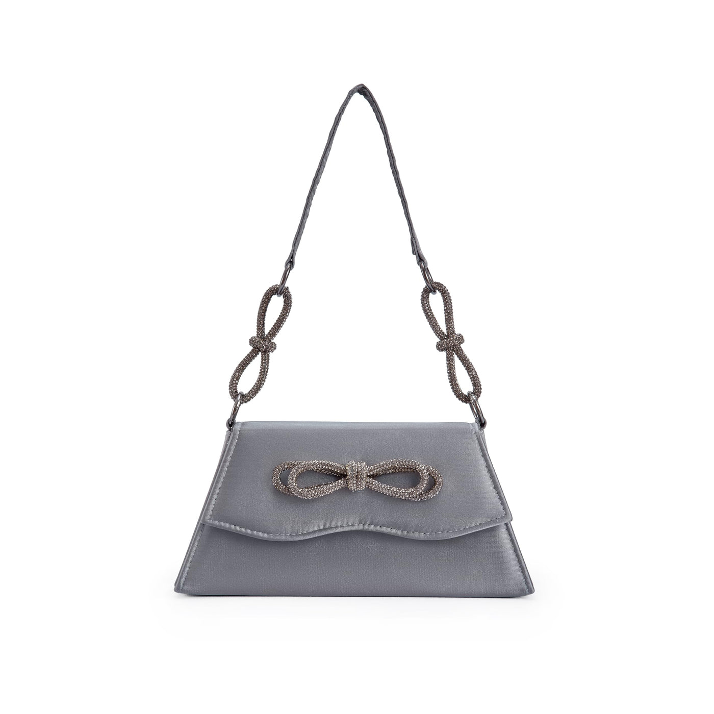 Lady Couture AMY Rhinestone Bow Handbag, Pewter