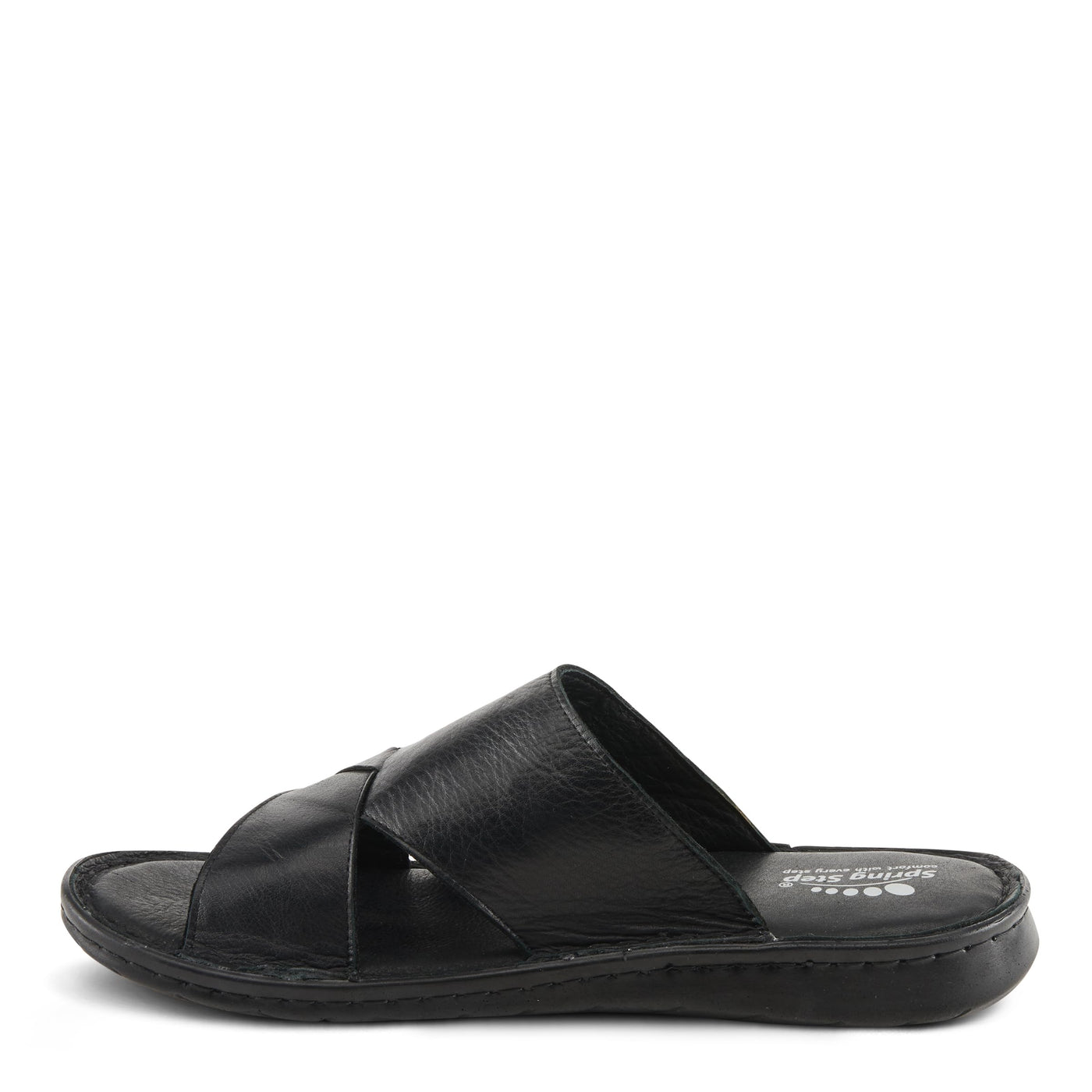 Spring Step Men Men's Nunzio All-Leather Slide Sandal - Cushioned Footbed Black EU 40 / US 7-7.5