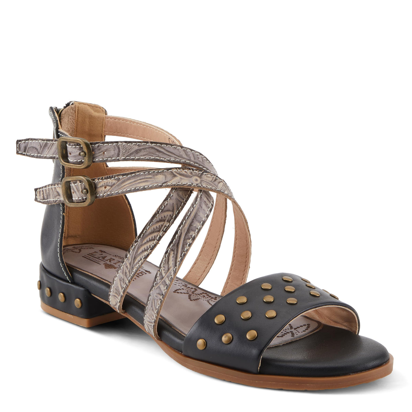 Spring Step L'Artiste Women's Carys High-Energy Stud Detail Sandals - Stylish, Snug Fit for Adventures Black EU 42 / US 10.5-11