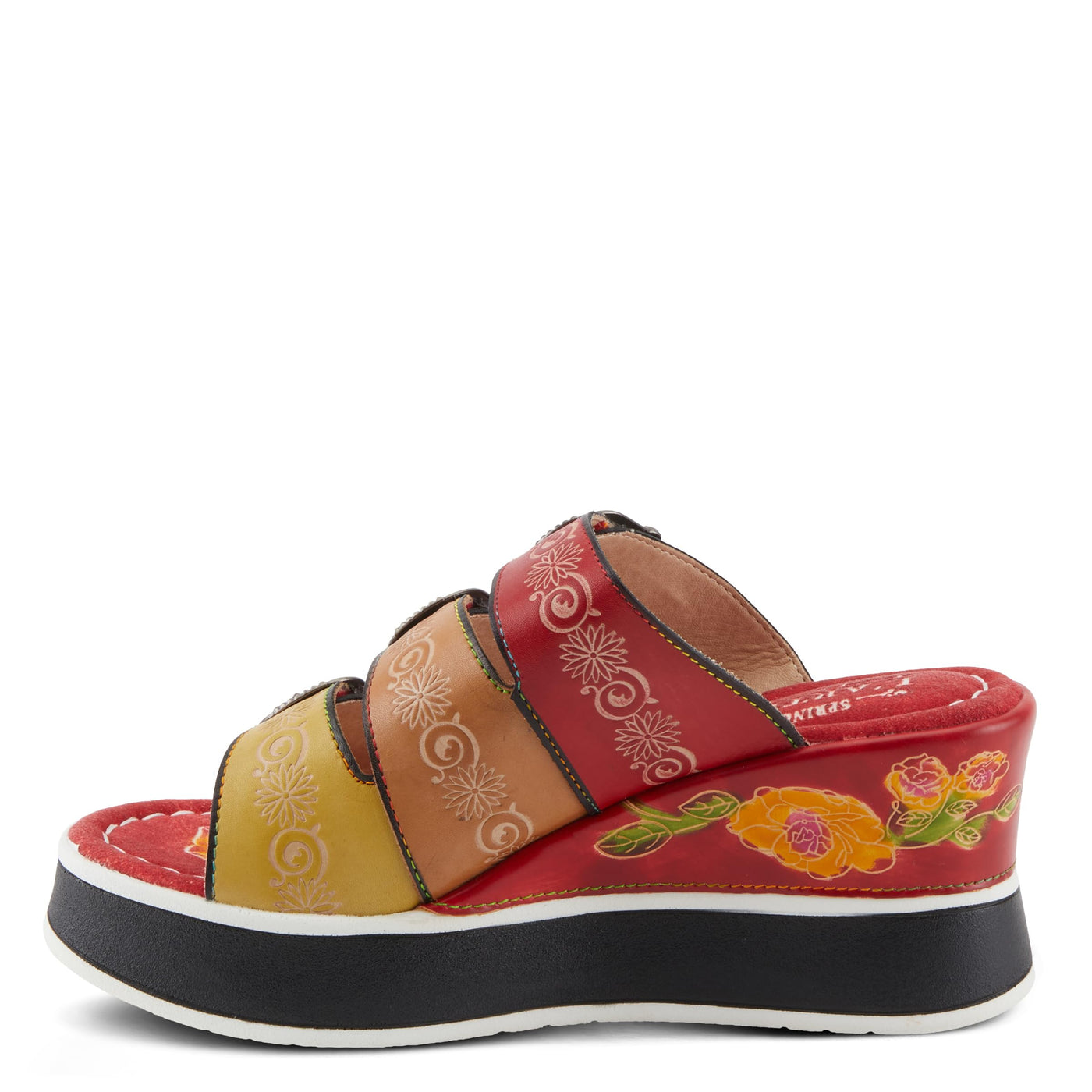 Spring Step L'Artiste Women's CALIGAL Hand-Painted Lightweight Platform Wedges Red Multi EU 42 / US 10.5-11