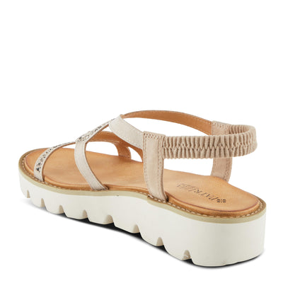 PATRIZIA Women's ZIGGED Zigzag Rhinestone Platform Stretch Back Sandals Taupe EU 42 / US 10.5-11