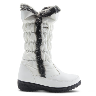 Flexus Spring Step Citywalk Tall Waterproof Winter Boots for Women - Ladies Snow Boots with Cozy Nylon & Faux Fur Lining - Women's Mid-Calf Boots with Zipper Closure - White US 9