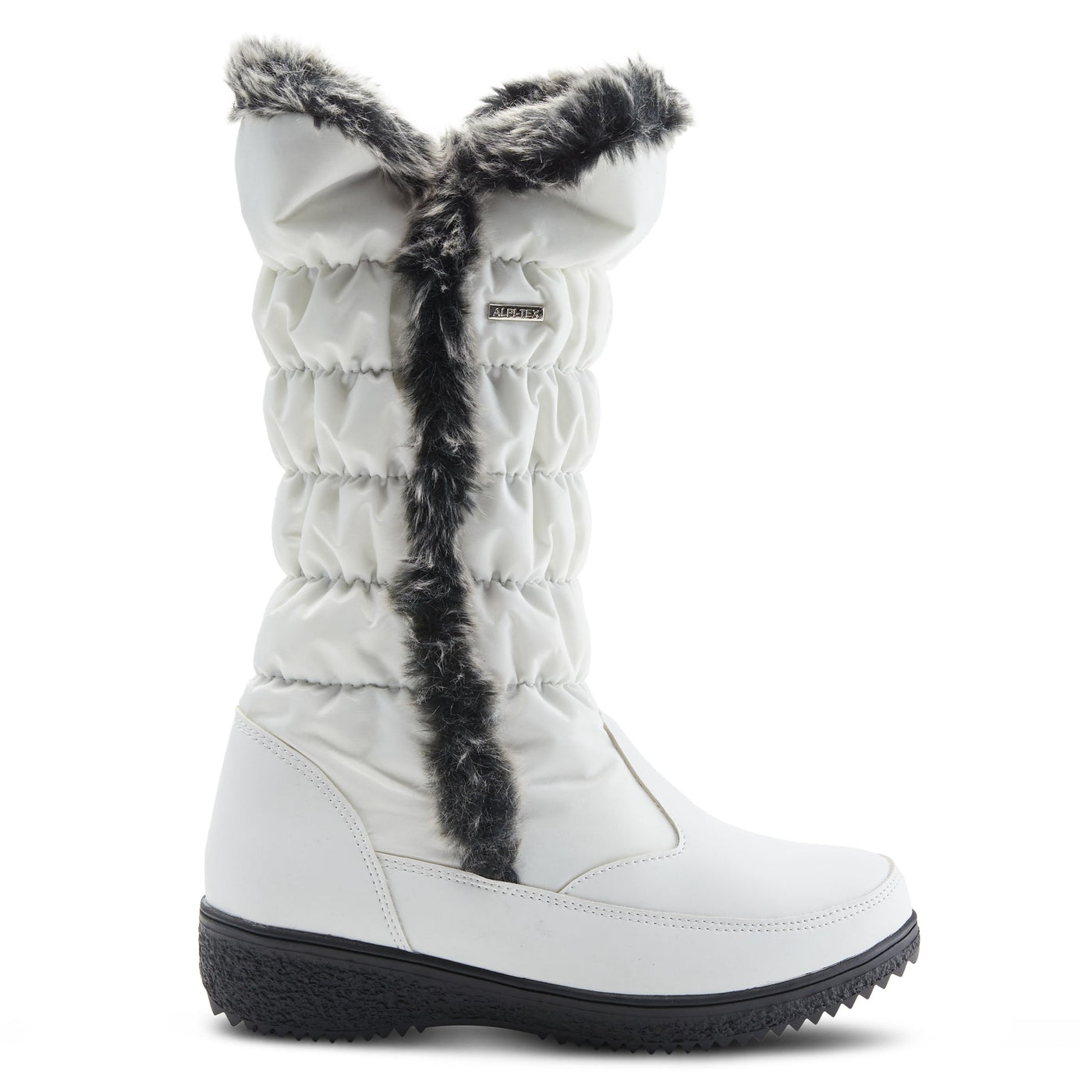 Flexus Spring Step Citywalk Tall Waterproof Winter Boots for Women - Ladies Snow Boots with Cozy Nylon & Faux Fur Lining - Women's Mid-Calf Boots with Zipper Closure - White US 9.5-10