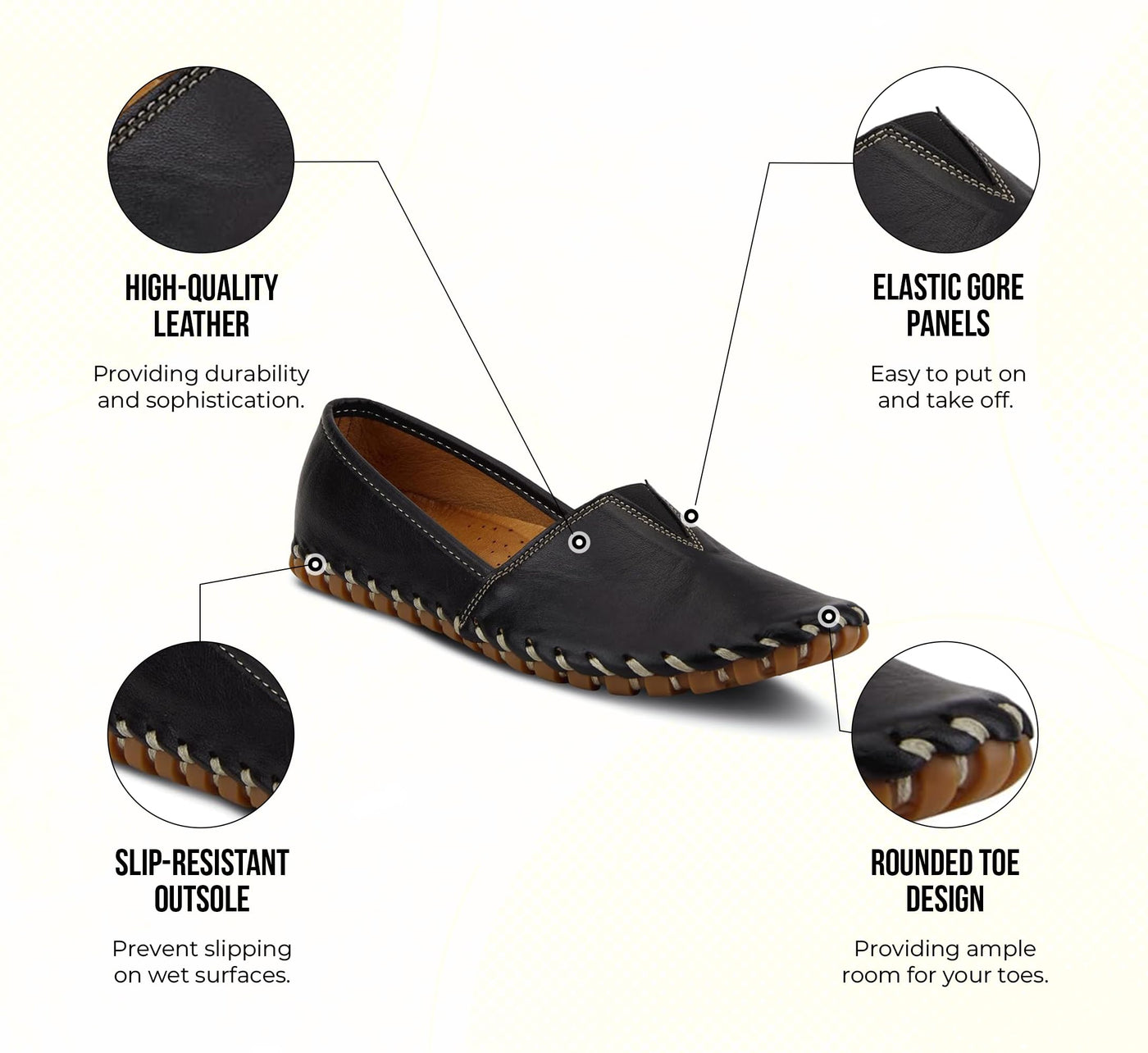 Spring Step Kathaleta Shoes for Women - Ladies Slip-On Shoes with Rubber Outsole - Comfortable Leather Shoes for Womens - Black EU 39 / US 8.5